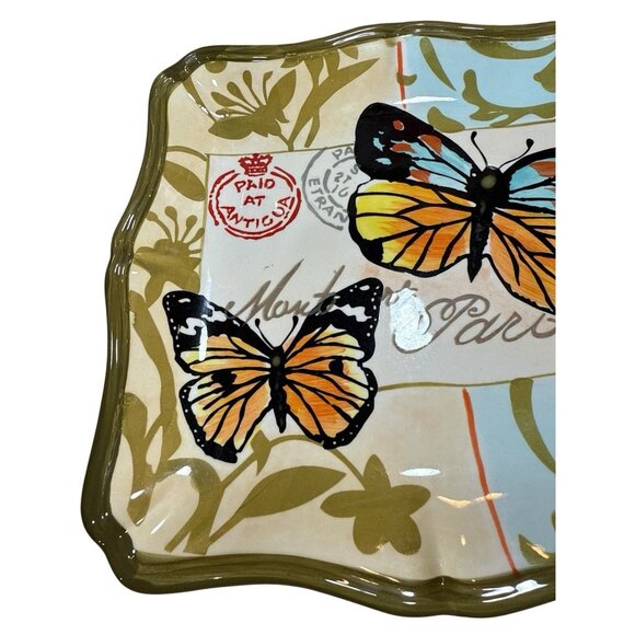 2 Butterfly by Certified international /Jennifer Brinley Square Salad Plate 8.5' - Picture 6 of 8